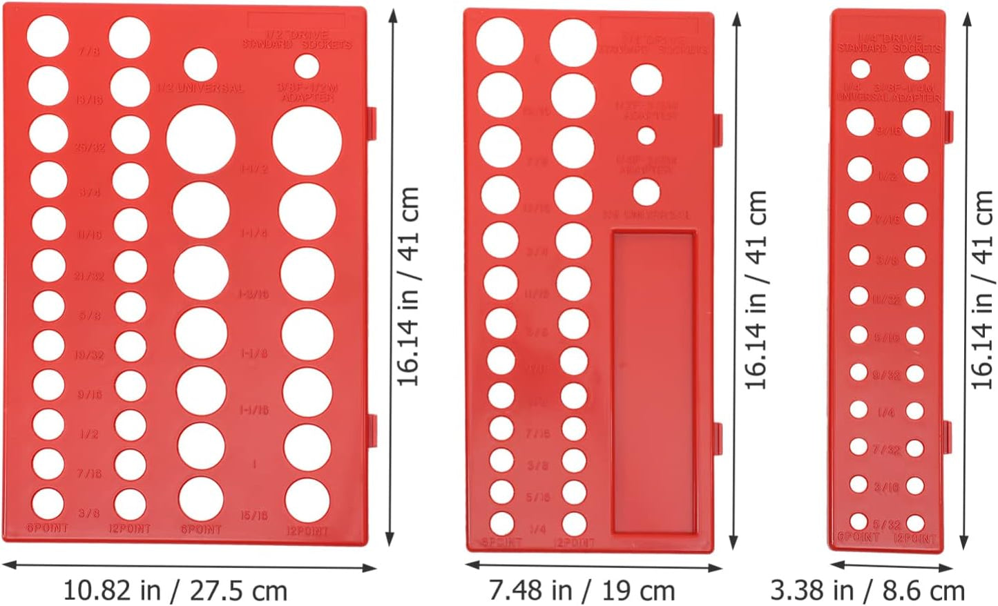  Angoily Lot De 3 Supports De Douilles Murales Rouges En Abs, Organisateurs De Prises Résistants La Corrosion Pour Rangement Facile Des Outils 1/4, 3/8 Et 1/2 Pouces