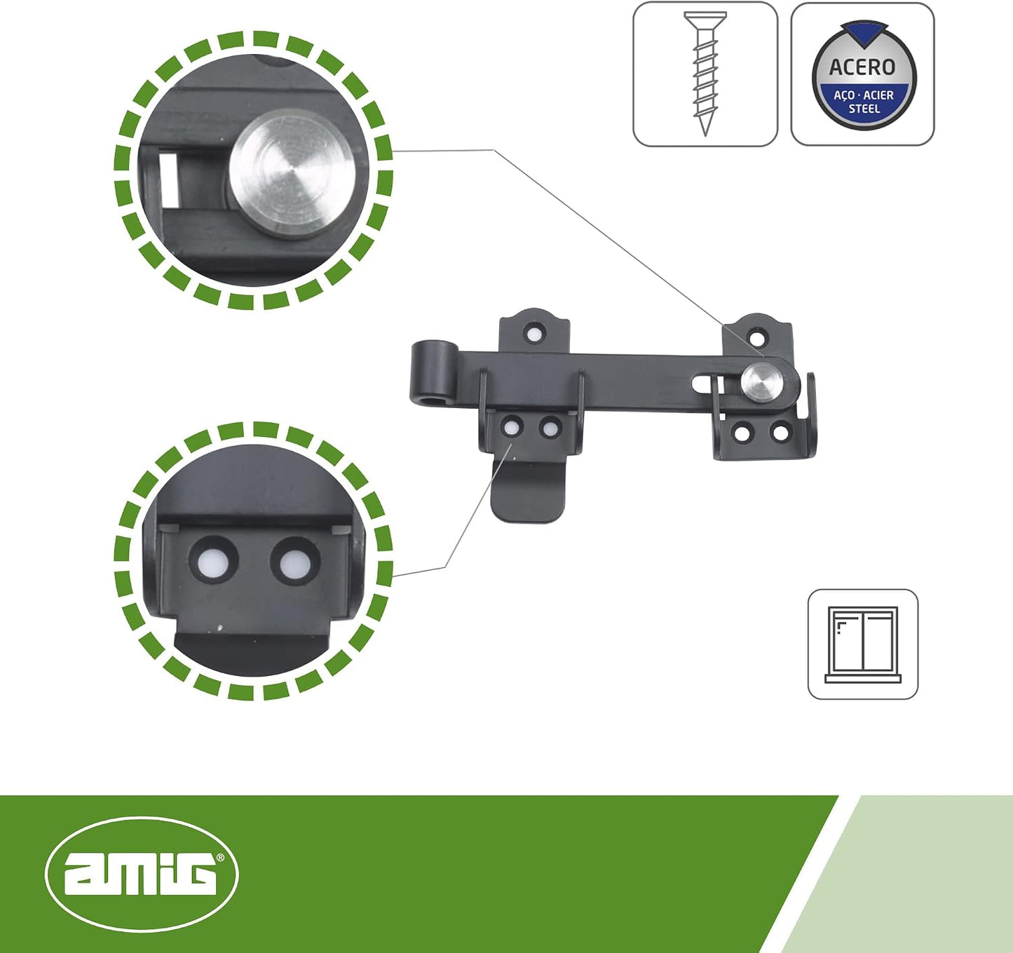  Amig - Roller Shutter Mod.50 | 130 X 86 Mm | Interior Closure To Reduce Noise And Draughts | Black Steel Finish | With Coach Shutters