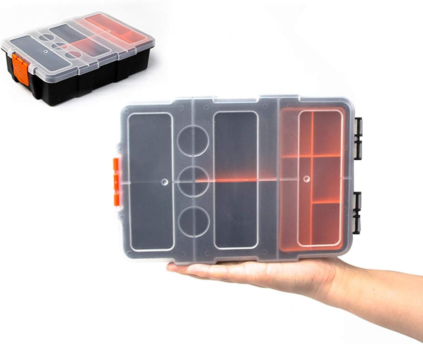  Boîtes à Outils Transparentes, Compartiments Réglables, Loquets Sécurisés, Poignée Ergonomique Pour Accessoires De Quincaillerie