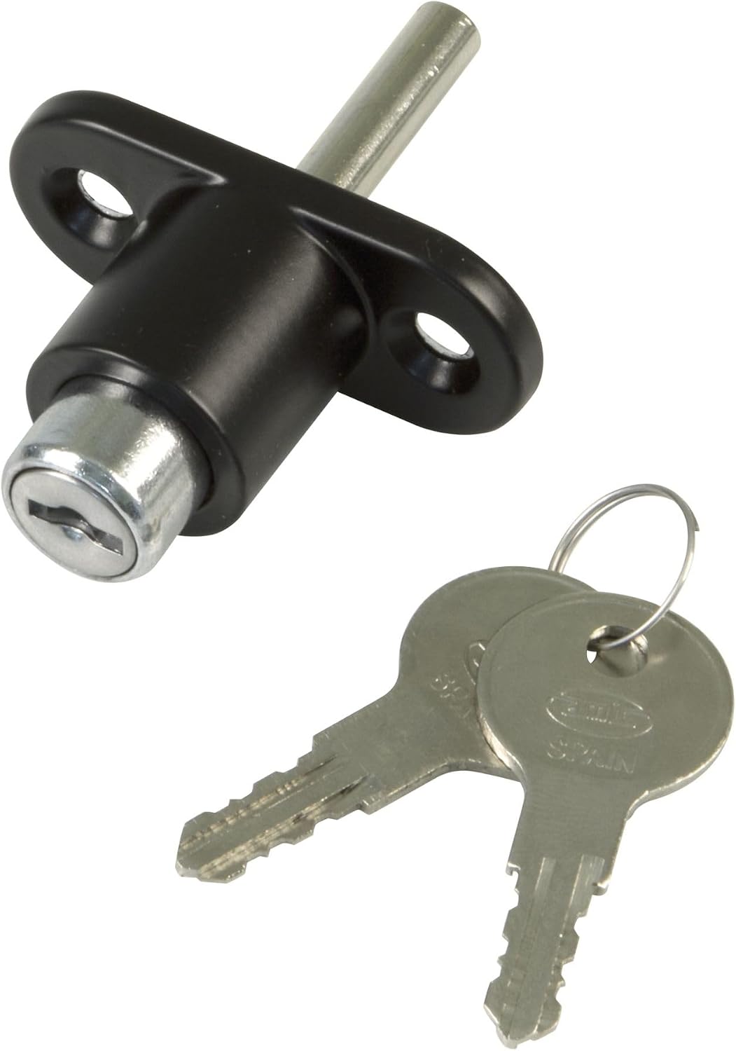  Amig - Security Lock For Sliding Windows Mod.45 | Zip Lock With 2 Keys + Lag Screws For Installation | Steel Black Finish | Dimensions: 53 X 23 Mm