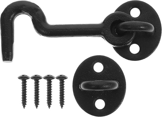  Ciieeo Loquet à Œillet En Fonte Renforcée, Crochet De Fenêtre Ancien En Métal Épais, Résistant à La Corrosion, Avec Vis De Fixation, Pour Porte De Garage Et Placard, Quincaillerie
