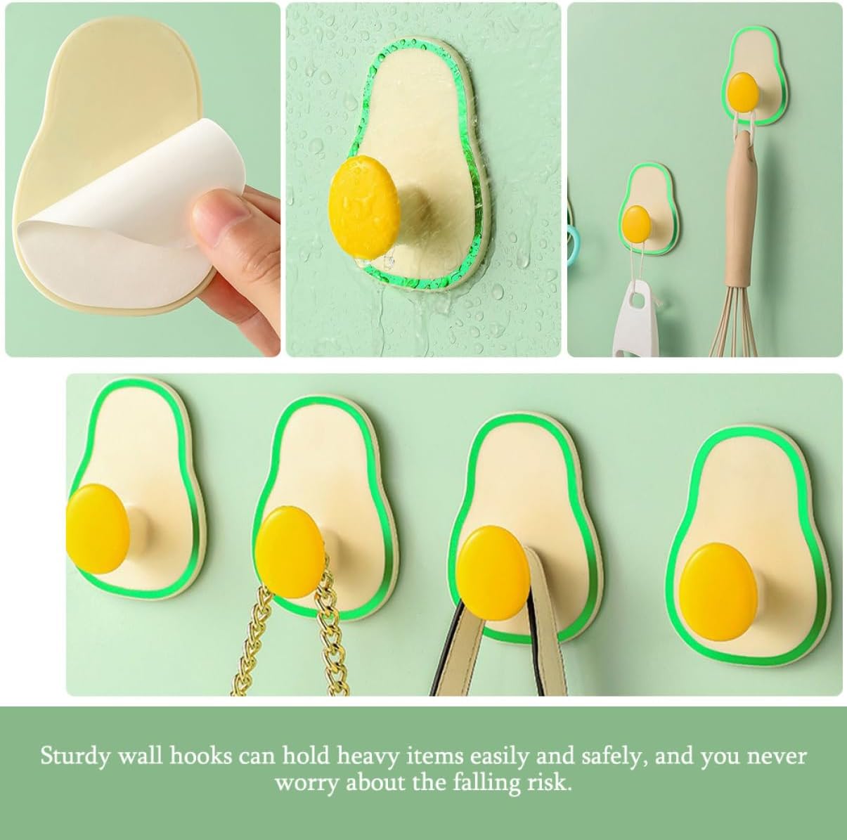  Jojofuny 8pièces Muraux Autocollants Avocat Lot De Adhésifs Pour Salle De Bain Cuisine Et Rangement Sans Perçage Et Facile à Installer
