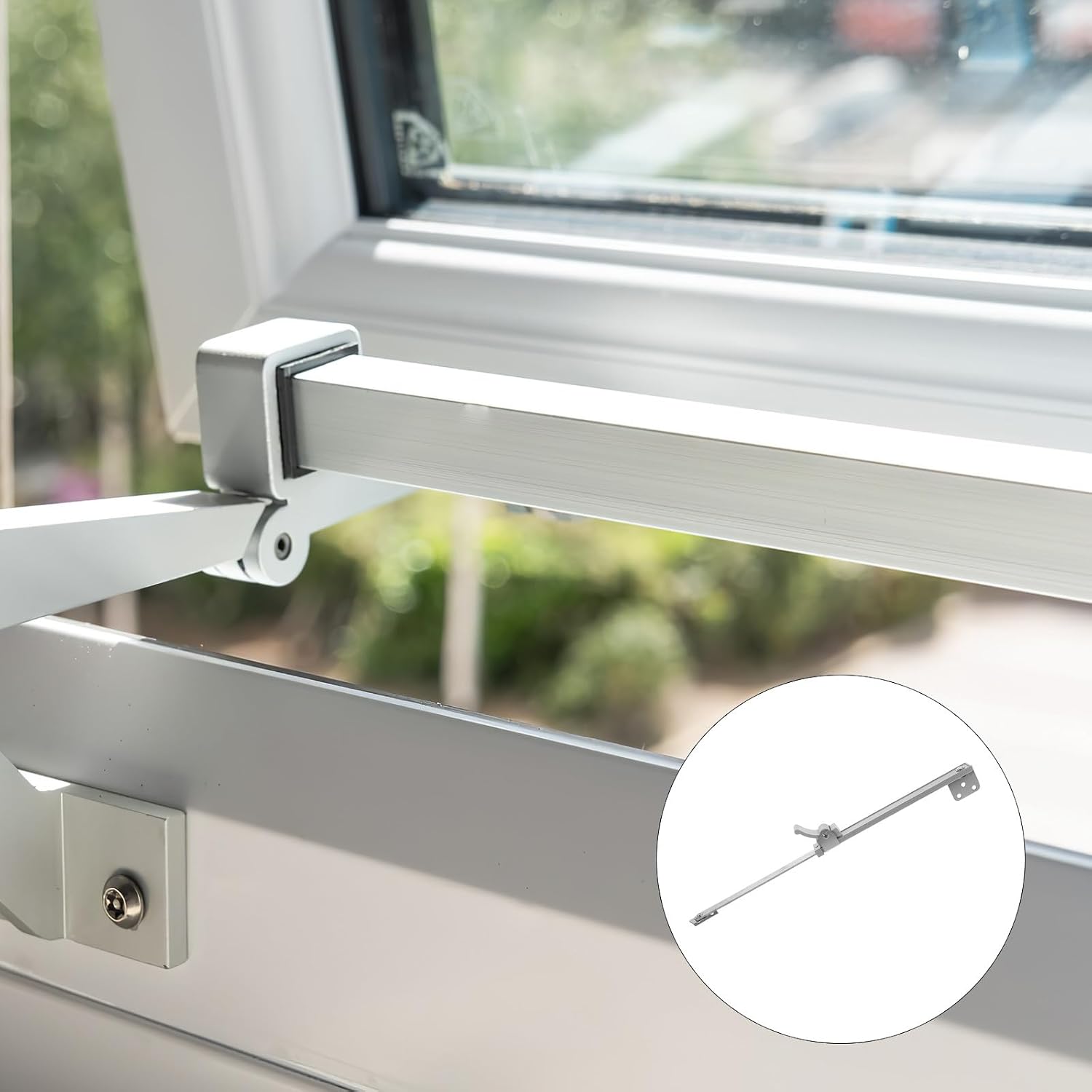  STOBAZA Tige Télescopique Quincaillerie De Fenêtre Robuste En Alliage D'aluminium Pour Fenêtre, Support De Fixation Anti-vent, Pour Maison Et Bureau
