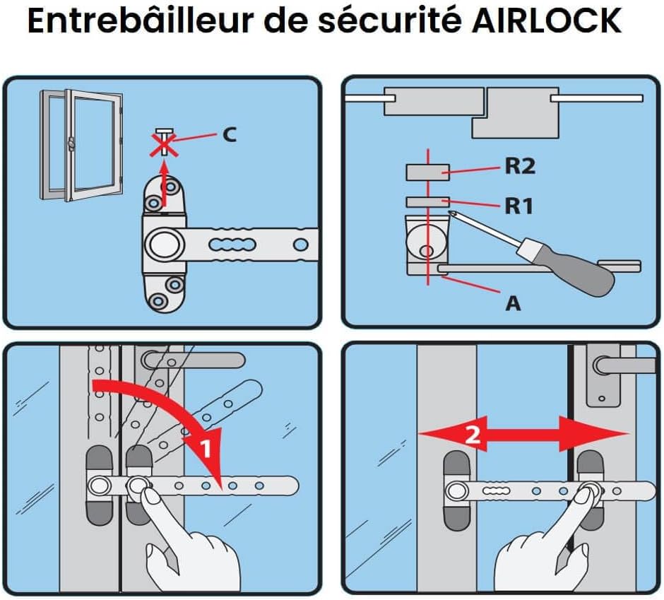  AIRLOCK With Push Button Nickel - Window Restrictor - SOCONA Ref. L4