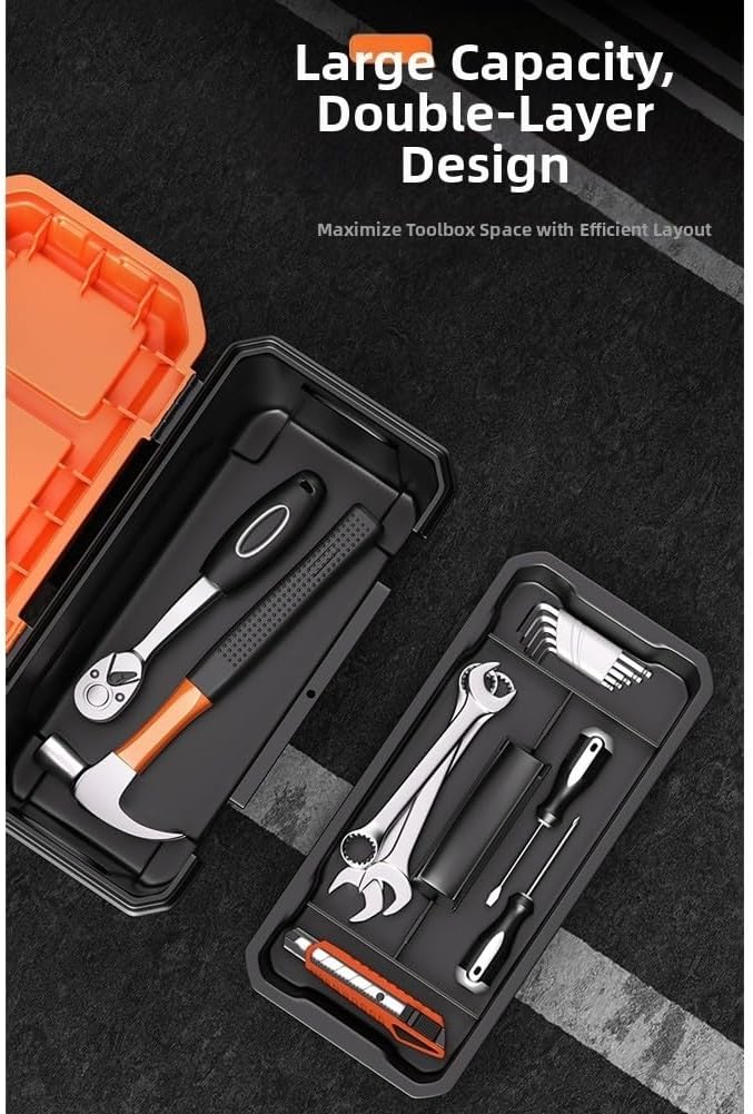  Boîte à Outils Double Couche Avec Bacs De Rangement Et De Rangement, Fabriquée En Polypropylène Robuste Pour Une Utilisation Fiable à La Maison Ou à L'atelier (43,2 Cm)