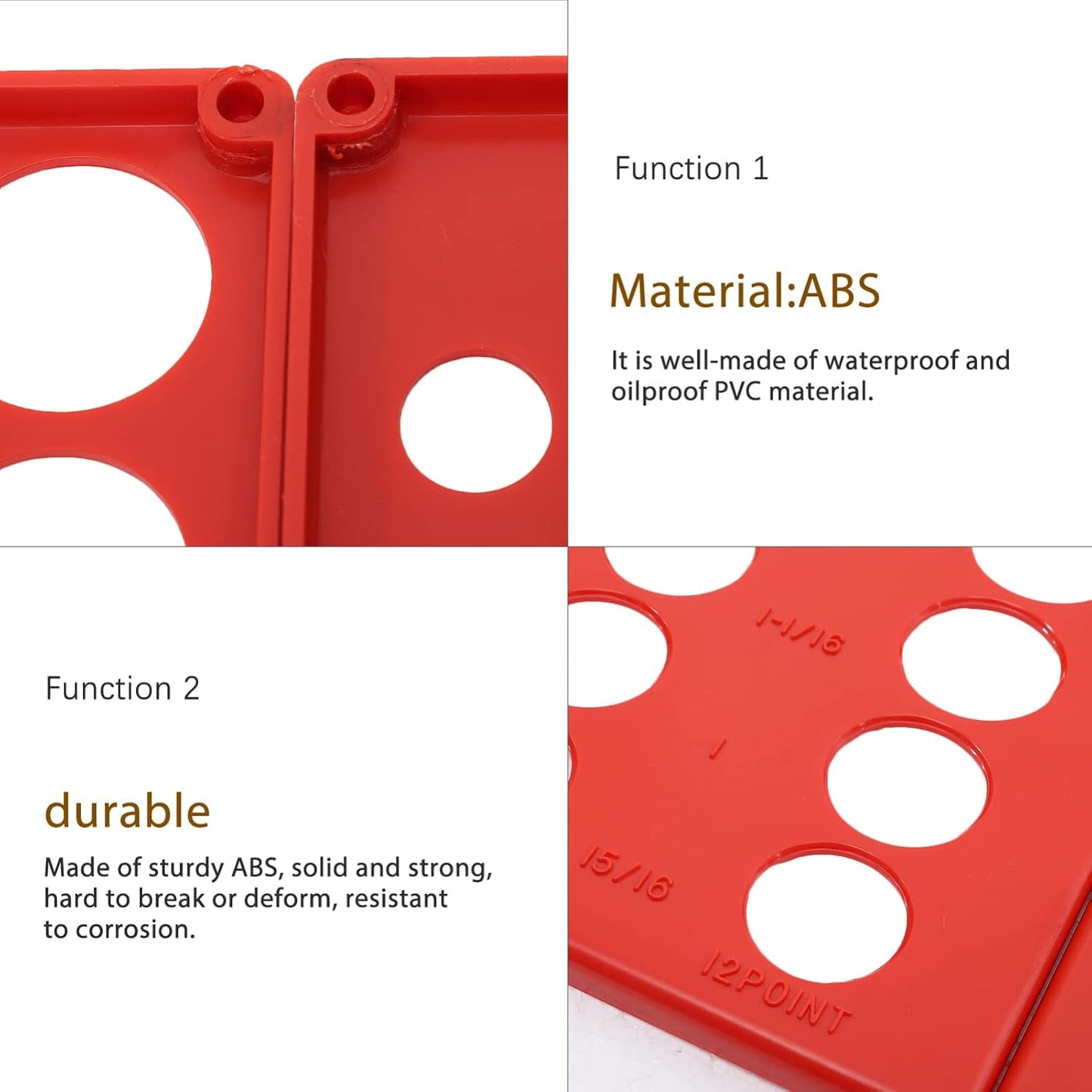  Angoily Lot De 3 Supports De Douilles Murales Rouges En Abs, Organisateurs De Prises Résistants La Corrosion Pour Rangement Facile Des Outils 1/4, 3/8 Et 1/2 Pouces