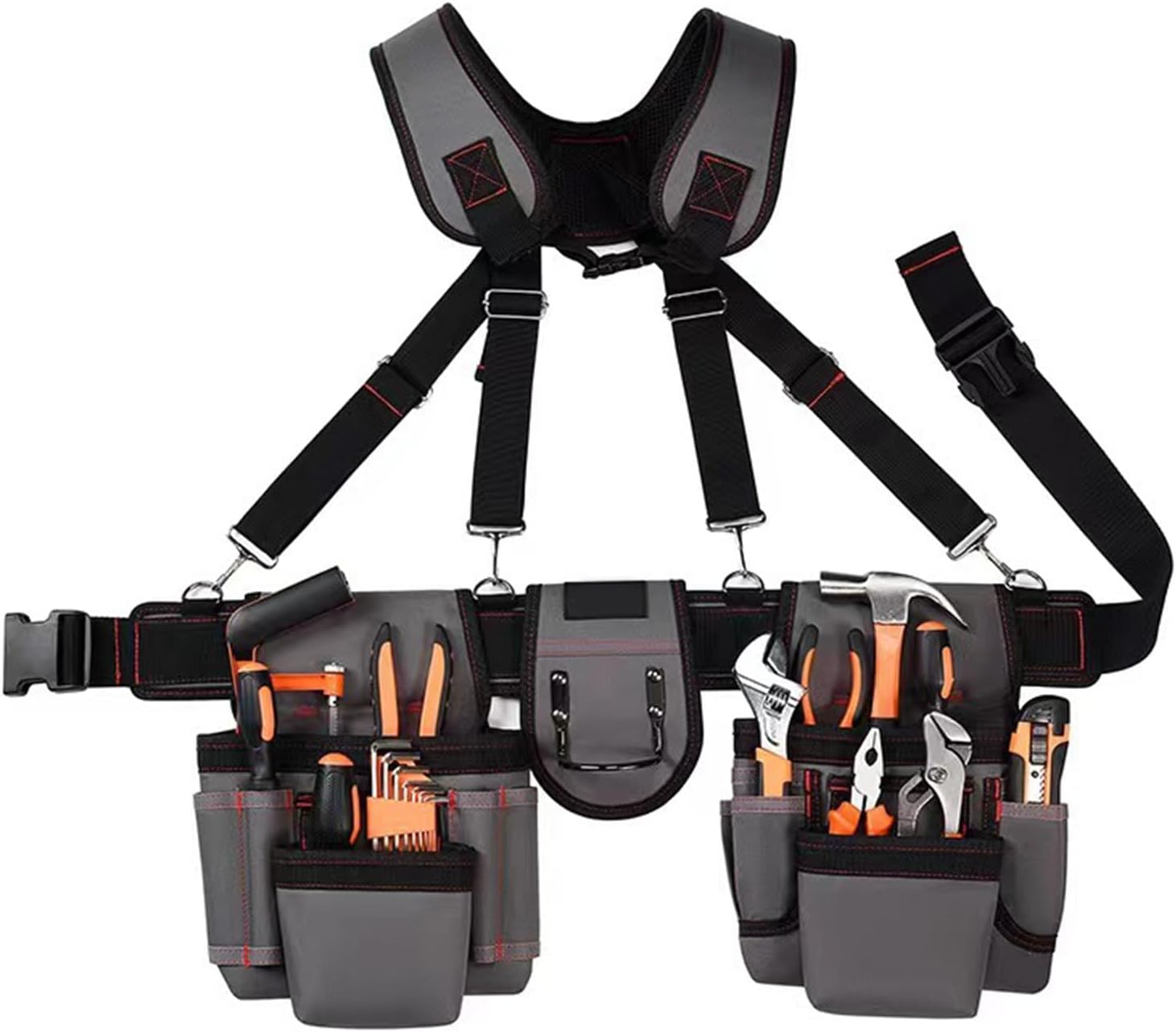  Ceinture Ergonomique Pour Outils De Travail Avec Compartiment De Rangement Multi-poches, Sangle Rembourrée Renforcée, Porte-jarretelles Réglables, Pochette à Outils, Ceinture De Charpentier