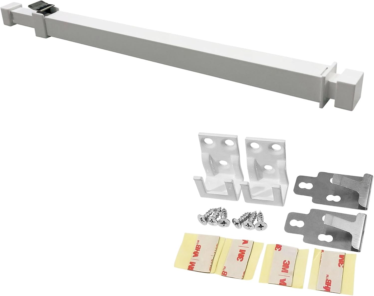  Ideal Security BK111W Adjustable Security Bar For Patio Or Window Door With Child Safety Lock, White, 40-68 Cm