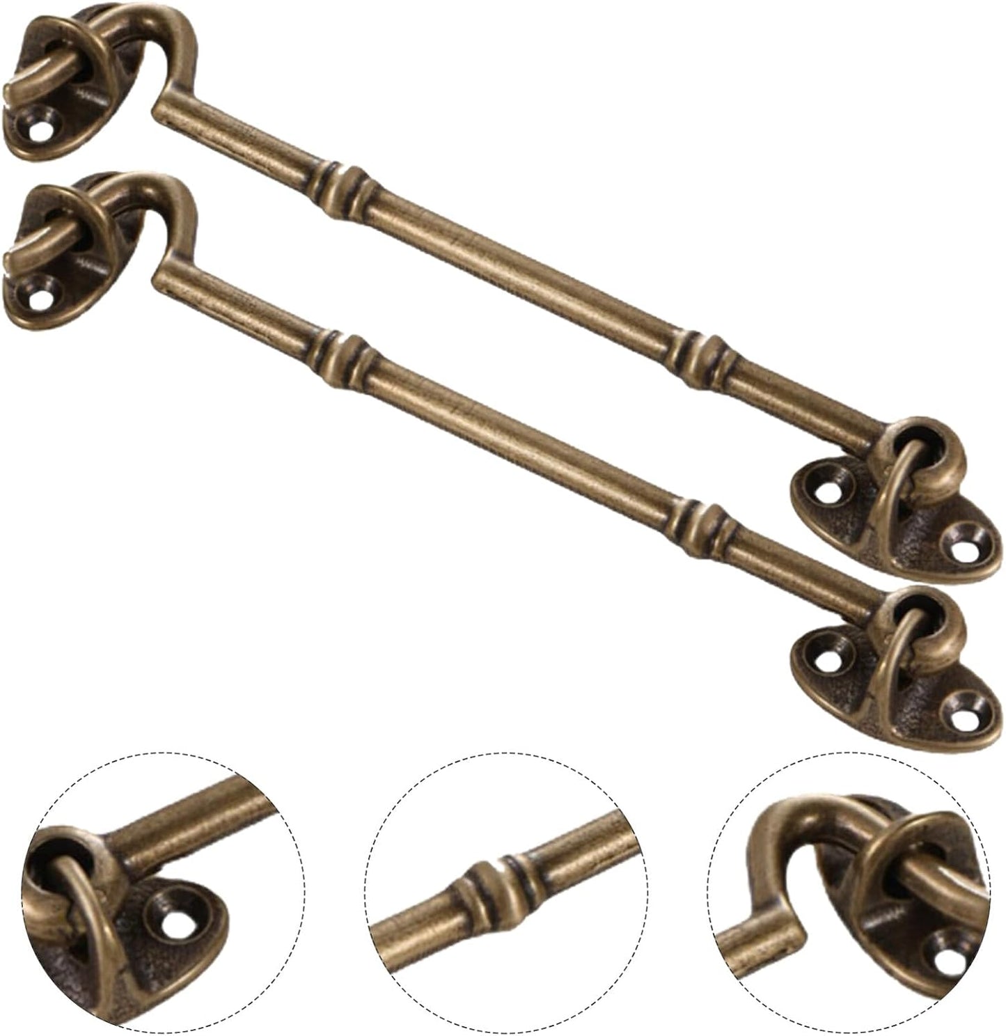  Angoily Lot De 2 Loquets à Crochet En Laiton 14 CM Verrou De Porte Intérieure Pour Fenêtres Et Portes Coulissantes Finition Bronze Ancien Verrou De Style Crochet Pour Maison Et Cabane