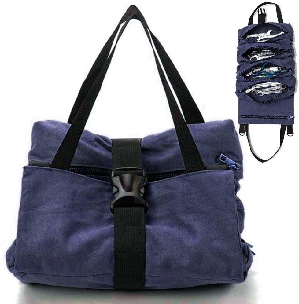  Sanfly Sac à Outils Enroulable, Organisateur D'outils En Rouleau, Pochette En Rouleau, Porte-Outil Suspendu à Fermeture éclair, Fourre-Tout, Sac à Outils De Travail Pour Mécanicien électricien