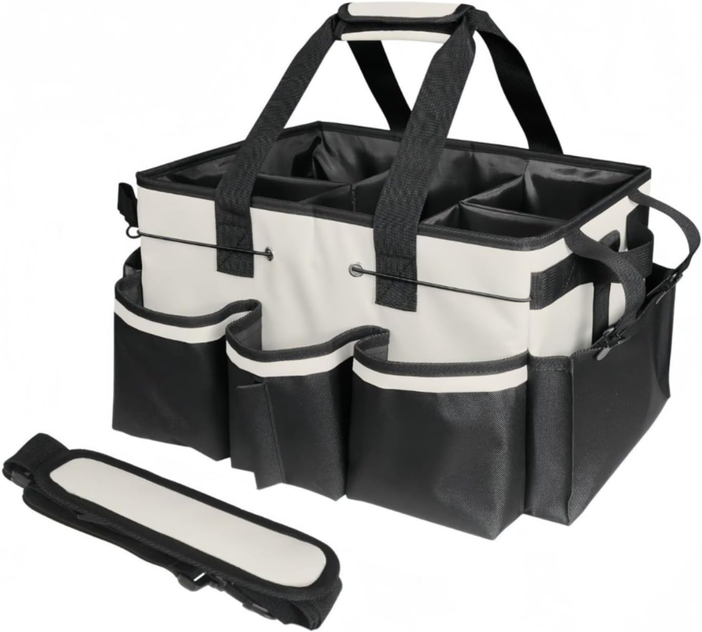  Grand Sac De Nettoyage, Pour Sac Caddy, Avec Planche De Support Robuste Intégrée, Sac De Rangement étanche, Avec Bandoulière Réglable Et Séparateurs, Pour Outils De Maison, De Jardin, De Voiture