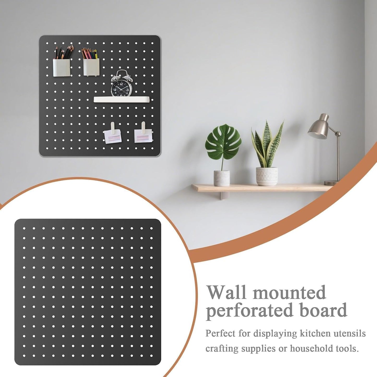  Tableau De Rangement Monté, Panneau De Pinces De Bureau, Rangement Multifonction Avec Système De Contrôle De Disposition Personnalisé, Planche à Suspendre Murale Robuste, Style Moderne Et Propre