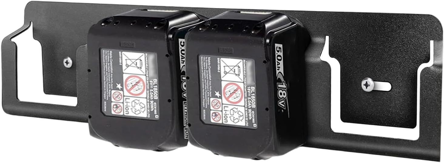  Generisch Organiseur De Piles Mural - Support En Acier Massif Robuste Avec 4 Compartiments - Système De Rangement De Piles 18 V - Pour Salon, Chambre à Coucher, Bureau, Garage, Bureau à Domicile