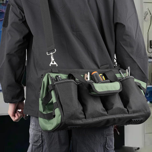 GENERIC Sac à Outils, Organiseur Portable En Tissu Oxford, Sac à Outils D'électricien à Large Ouverture, Pour Homme, Mécanicien, électricien, Charpentier, Garage, Réparation De Voyage, Tournevis, Clés, Forets