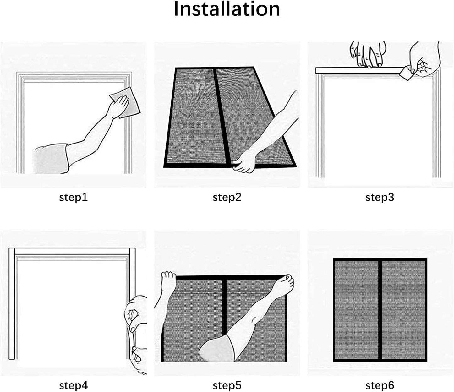  Insect Screen Window 152 X 119 Cm Anti-Mosquito Automatic Closed Door Curtain, No Drilling For Sliding Windows, White