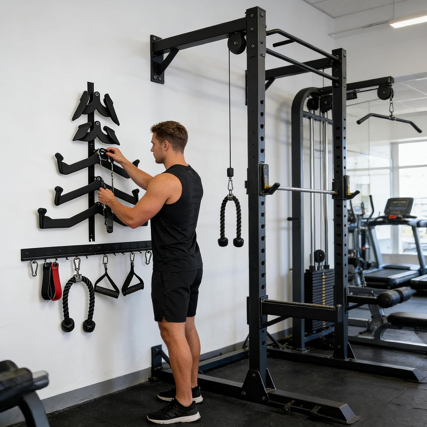  Support Mural Pour Barre De Jalon – Organisateur De 5 Pièces Résistant | Porte-accessoires De Machines D'exercice, Pour équipement De Fitness Dans Le Garage Pour Hommes Et Femmes