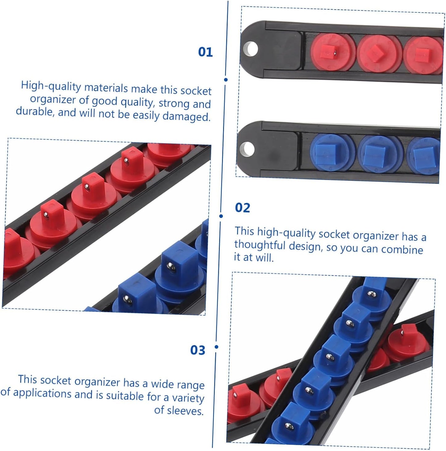  Cabilock 6 Pièces Support De Rangement Pour Douilles Rail Porte-socket Rotatif Avec Roulements Compatible Et Organiseur Robuste Pour Atelier Et Boîte à Outils