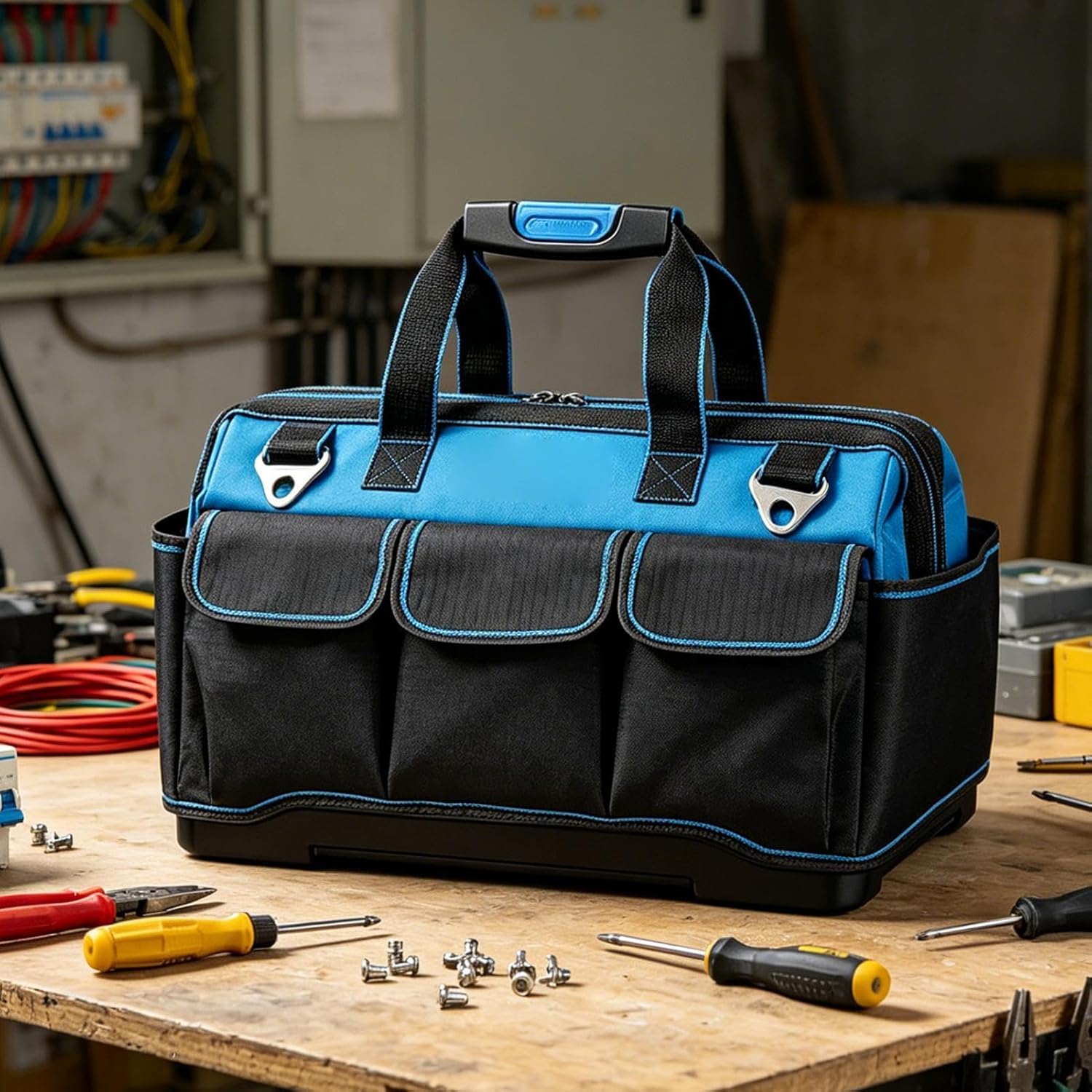 GENERIC Sac À Outils Pour Hommes, Poignée Ergonomique Imperméable Renforcée, Grand Sac À Outils De Travail, Pour Voyage En Plein Air Construction Réparation Auto Maison Garage Papa Père Électricien