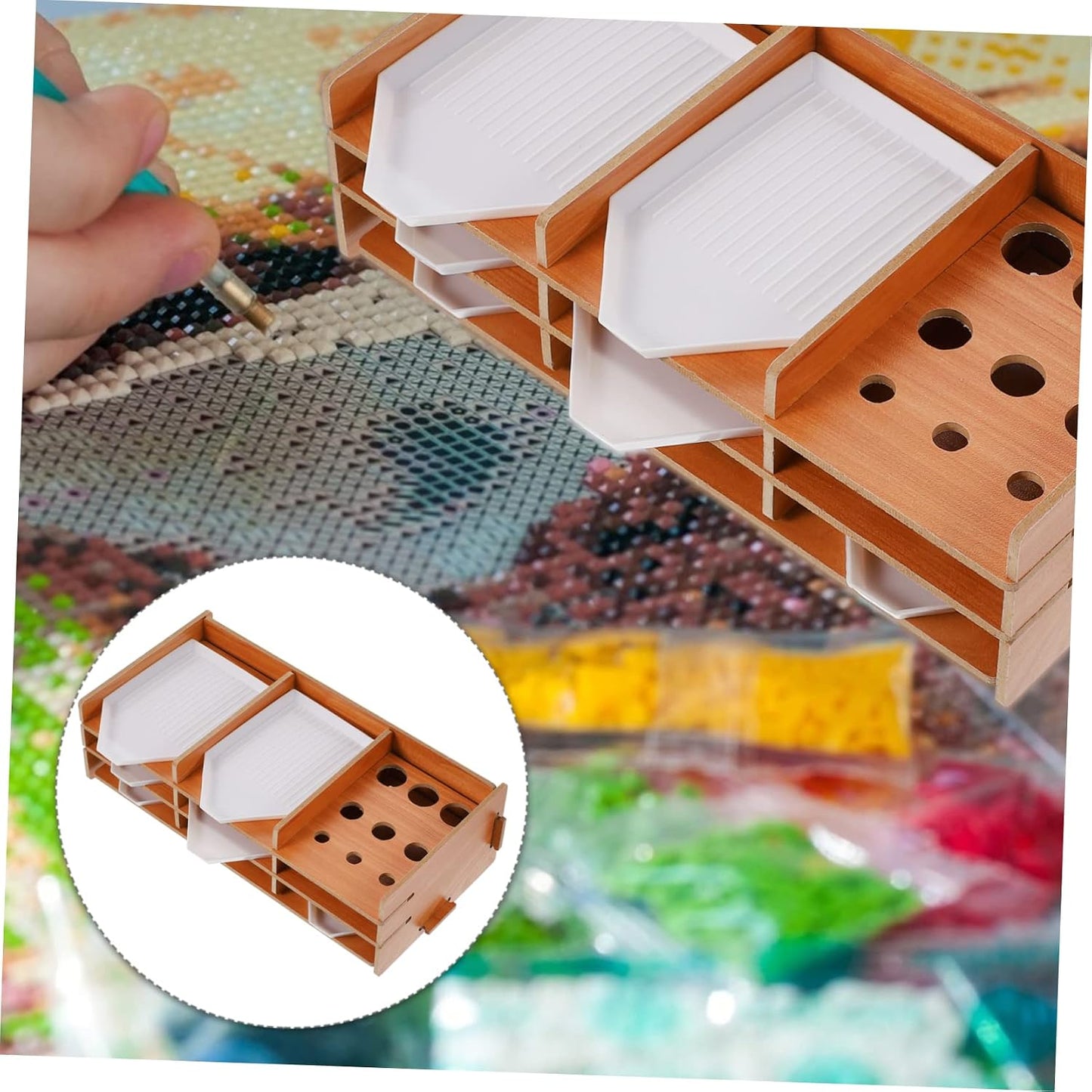  Angoily Organisateur D'accessoires Multi-niveaux 7 Pièces Plastique Transparent Pour Loisirs Créatifs, Rangement Compact Et Léger, Outil Pour Peinture Diamants, Débutants