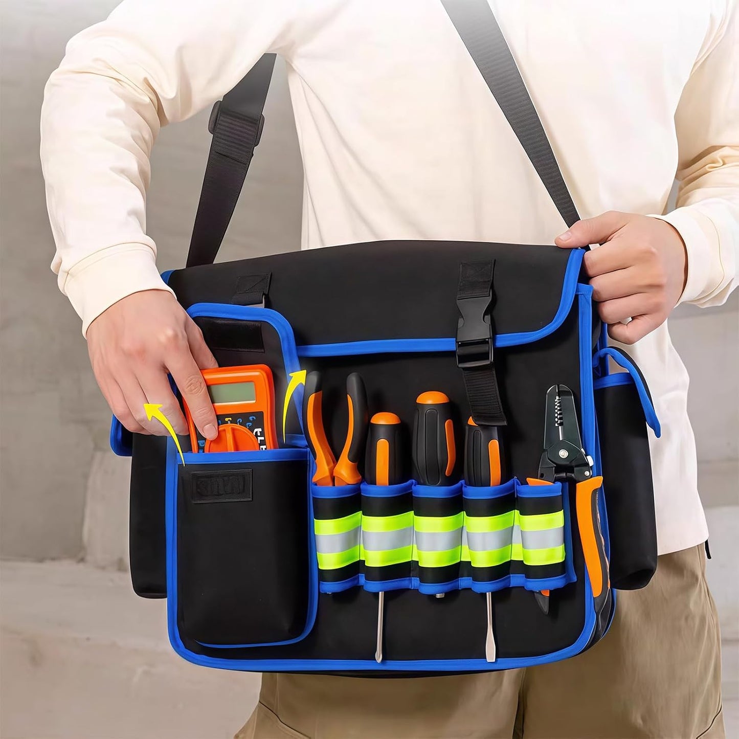  Sacs à Outils à Large Ouverture - Sac De Rangement Robuste De Grande Capacité Pour électriciens - Sac En Tissu Oxford