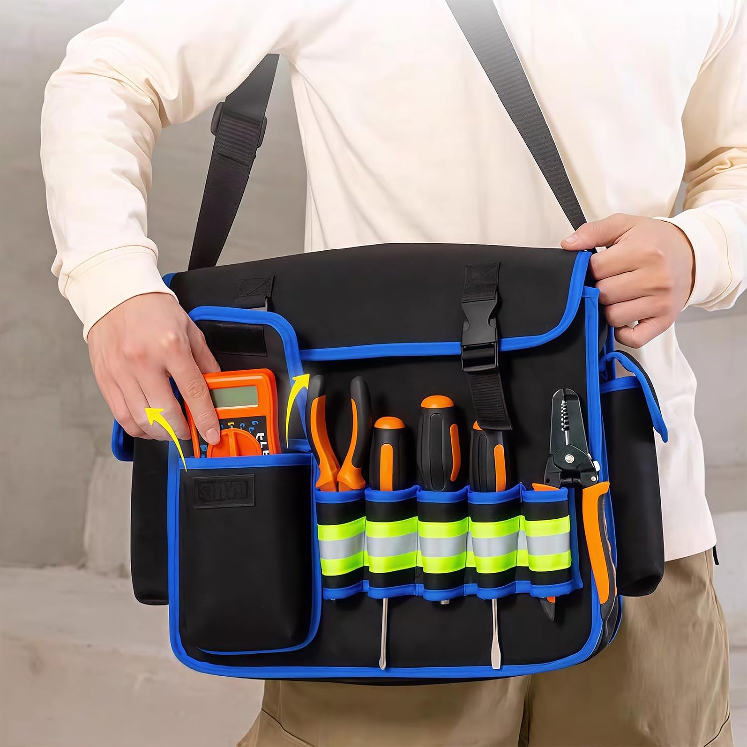  Sacs à Outils à Large Ouverture - Sac De Rangement Robuste De Grande Capacité Pour électriciens - Sac En Tissu Oxford