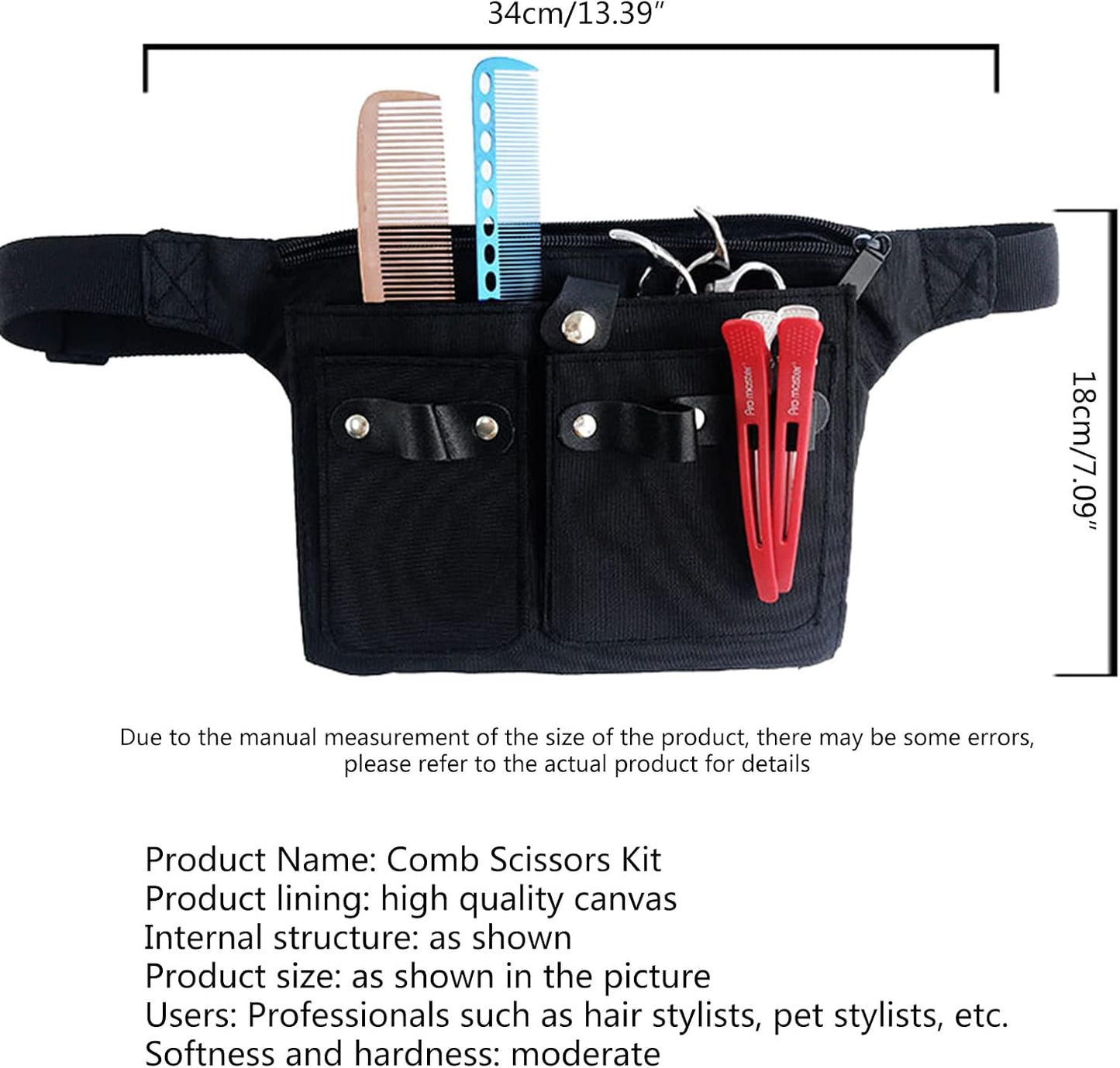  Pochette De Rangement Pour Ciseaux De Coiffure, Barbier, Ceinture De Coiffure, Ciseaux De Coiffure, Peigne En Toile Pour étui, Outils De Coupe, étui De Transport, Ceinture De Taille