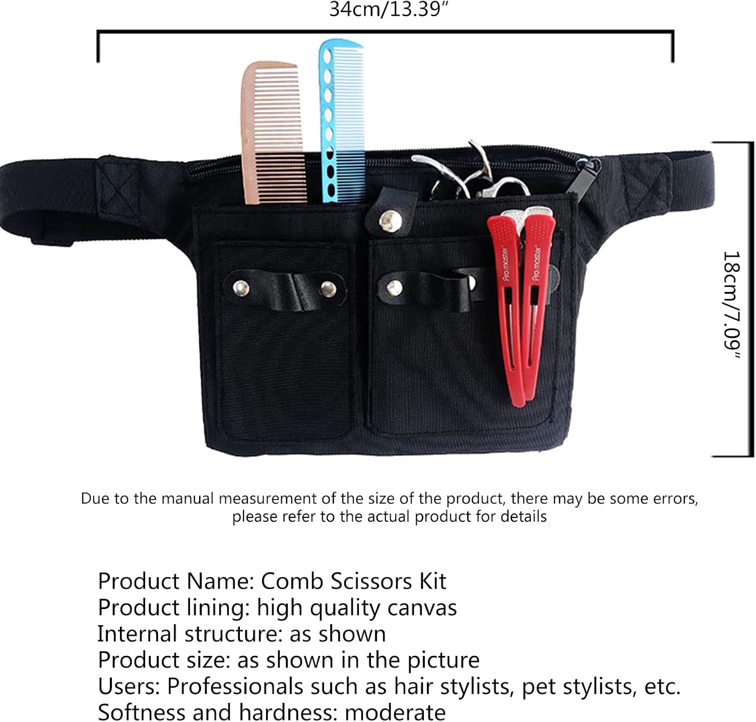  Pochette De Rangement Pour Ciseaux De Coiffure, Barbier, Ceinture De Coiffure, Ciseaux De Coiffure, Peigne En Toile Pour étui, Outils De Coupe, étui De Transport, Ceinture De Taille