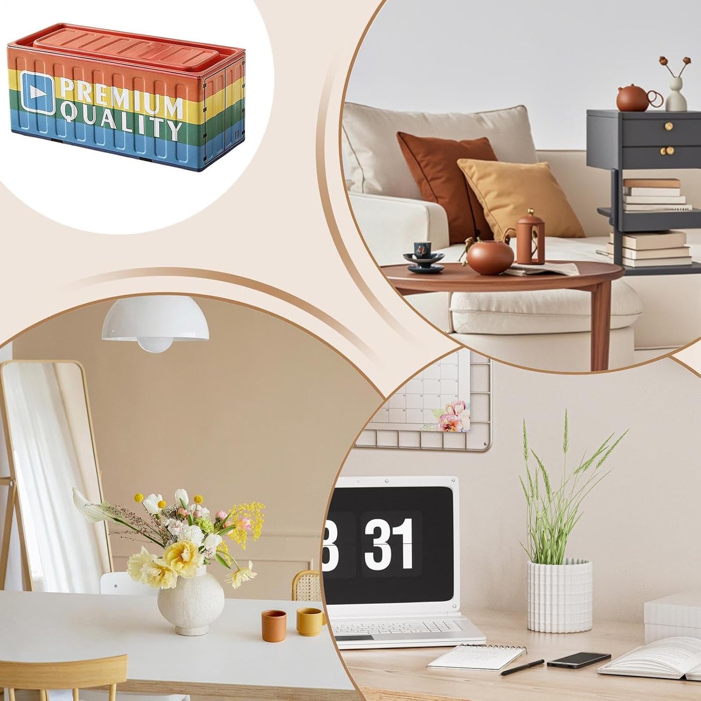 Genérico Boîte à Outils En Métal | Conteneur Portable Multifonctionnel En Fer Antirouille, Conteneurs Avec Couvercles, Pour , Filles, Adolescents, Voyage, Maison, Fête, Dortoir, Appartement
