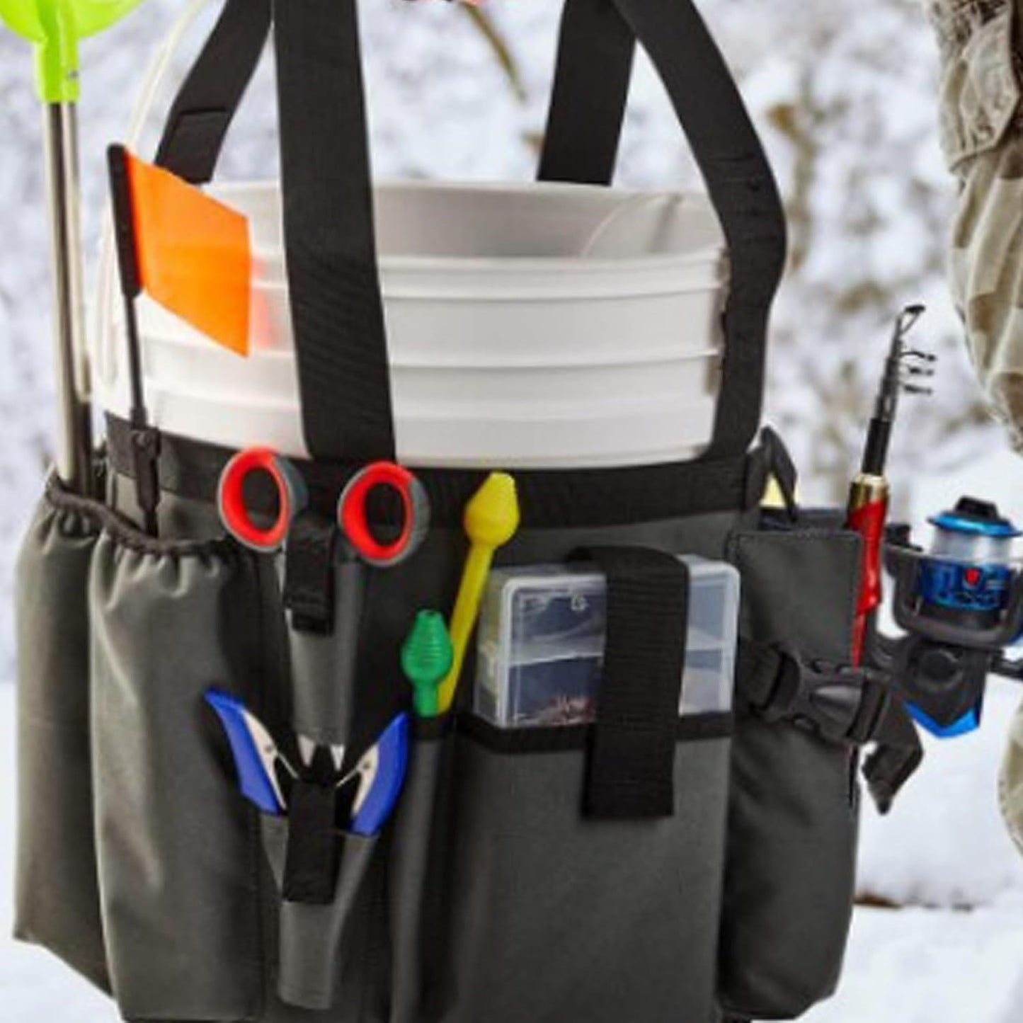  Seau De Rangement Portable Pour Outils, Tissu Ciré, Design De Soutien Automatique, étanche, Fonction Pour Atelier, Camping, Activités, Sac Pliable, Garage, Sac Organisateur De Bricolage