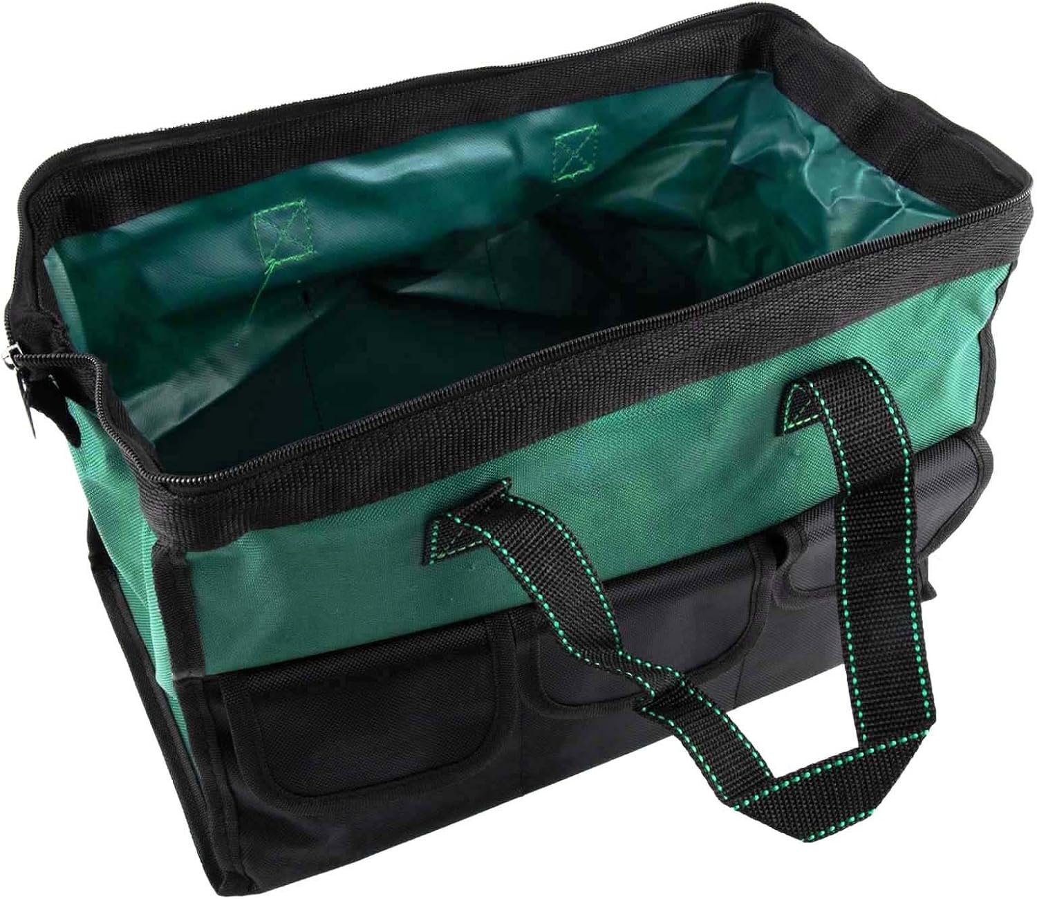  Sac Fourre-tout Robuste En Tissu 1680D Avec 6 Poches Pour Organiser Les Clés Et Les Perceuses Dans Un Atelier Ou Un Jardin, Vert, Noir, 33 Cm (40,6 Cm)
