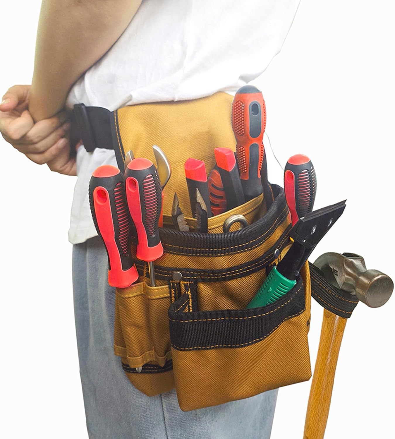  Ceinture à Outils Robuste Réglable Et Poches Amovibles En Tissu Renforcé Confortable Pour Organiseurs De Sac Banane