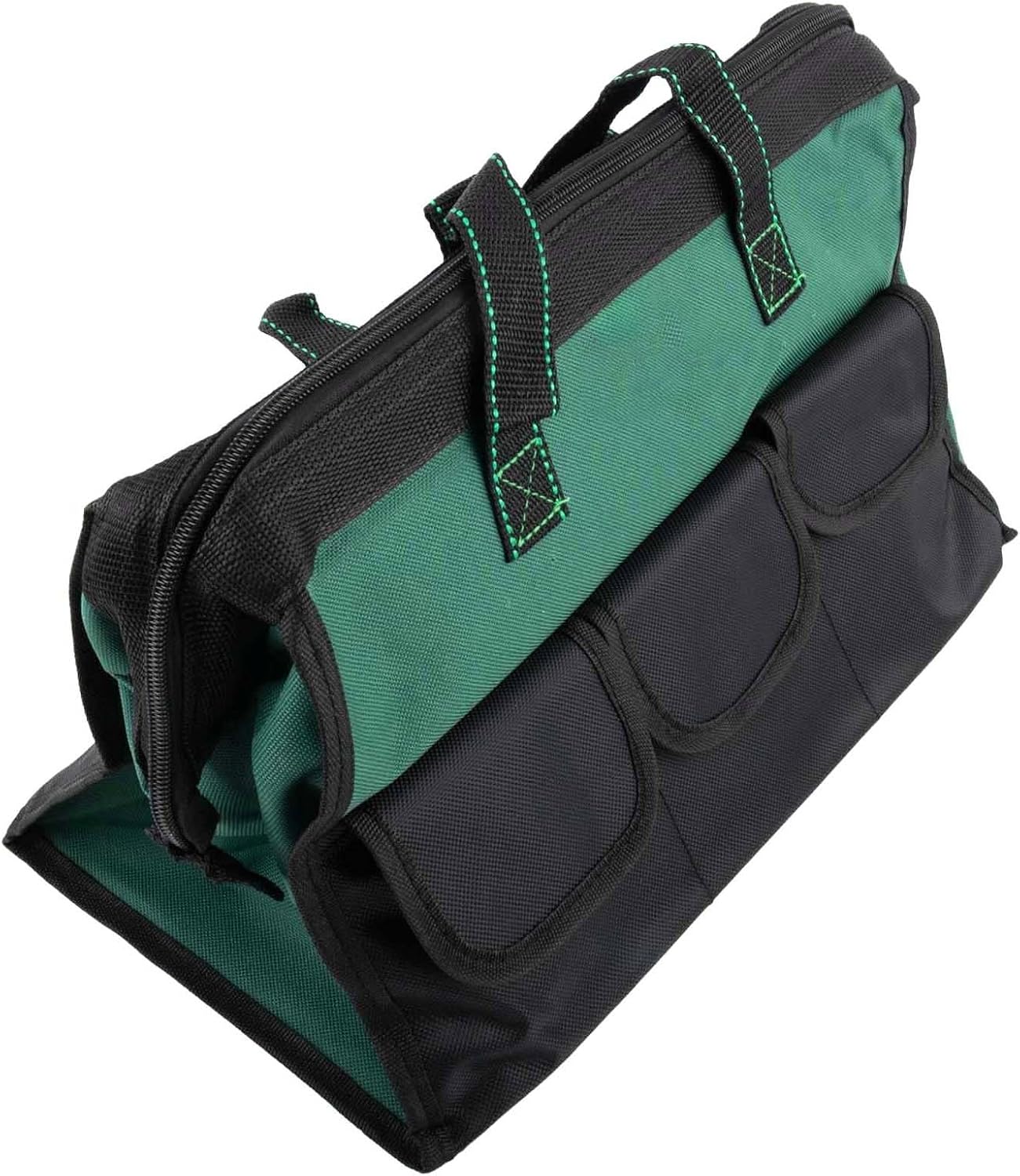  Sac Fourre-tout Robuste En Tissu 1680D Avec 6 Poches Pour Organiser Les Clés Et Les Perceuses Dans Un Atelier Ou Un Jardin, Vert, Noir, 33 Cm (40,6 Cm)