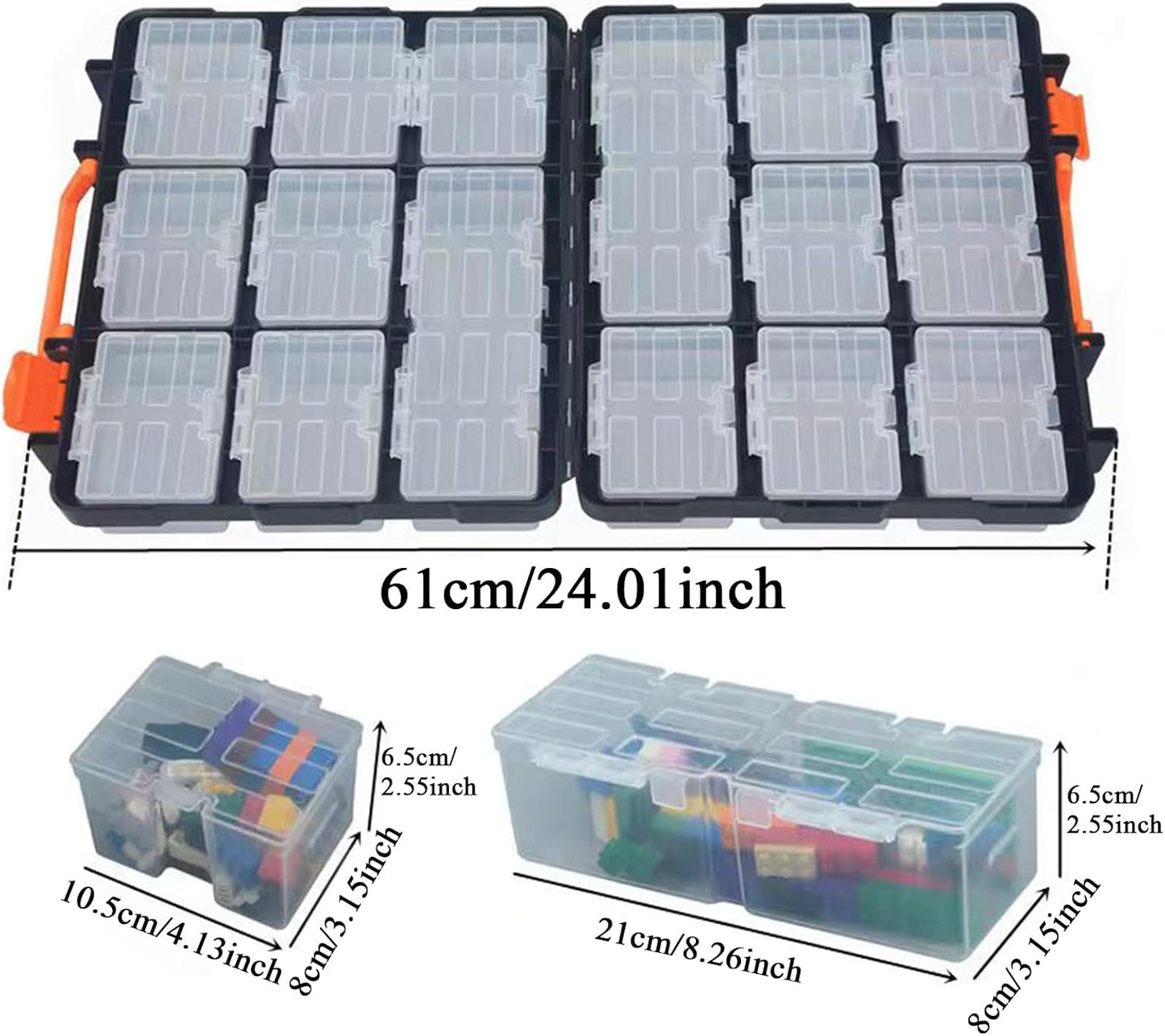 GENERIC Organiseur De Pièces Authentiques, Boîte De Rangement Amovible, 36,5 Cm, 12 Compartiments Avec Poignée, Organiseur Robuste, Boîte Avec Design Empilable, Rangement D'outils Pour Garage Et Atelier