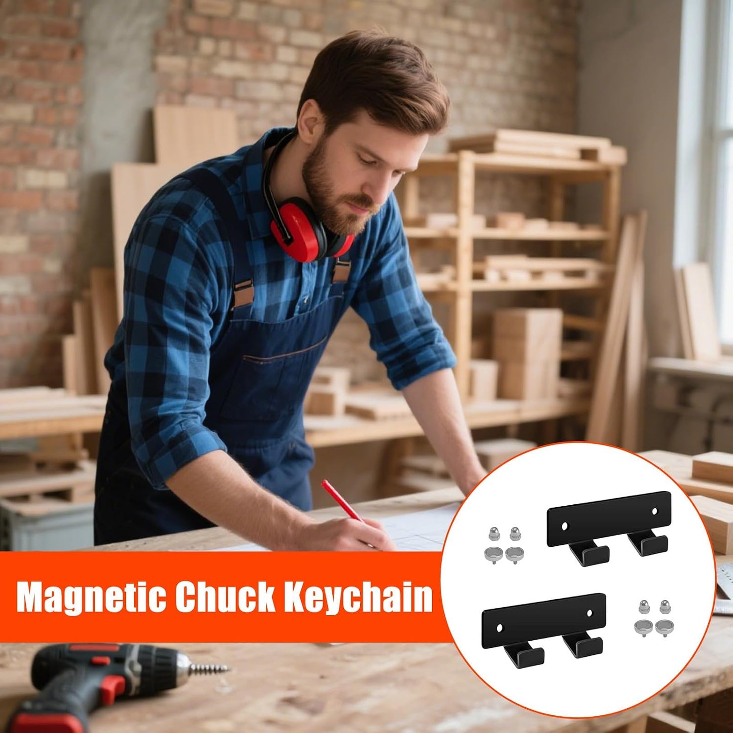  Porte-Clé Mandrin Magnétique,2 Pièces Support Métallique Pour Clé De Mandrin Murale - Rangement Magnétique Outils Pour Atelier Menuiserie Garage Maison
