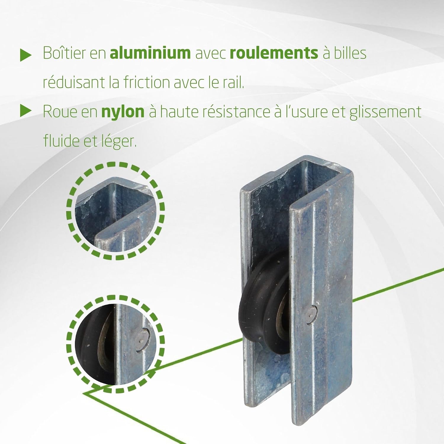  Amig - Roulement Fenêtre Coulissante | Lot De 2 Unités | Taille 39 X 16 Mm | Boîtier Métallique Et Roulement à Billes | Conçu Pour Les Fenêtres Coulissantes | Aluminium