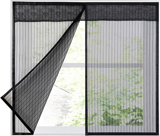  Magnetic Insect Screen For Windows With Insect Protection Magic Tape, Black, 120 X 120 Cm