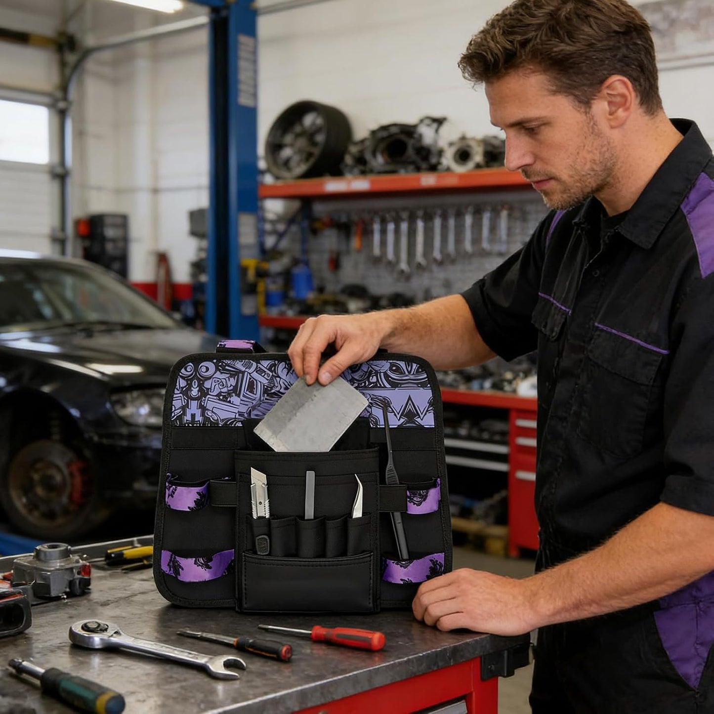 Genérico Outil De Voiture, Sac De Transport Spacieux Oxford, Support D'outils De Teinture Avec Conception De Sangle Réglable, Organisateur De Stockage Avec Fonction Robuste, B