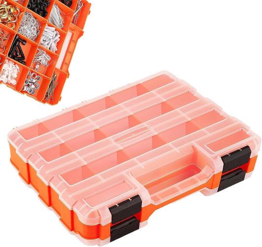  Boîte à Outils – Boîte à Outils Portable Double Face 34 Compartiments Pour Forets, Boulons, écrous, Douilles, Matériel, Petites Pièces, électronique, Perles, Rangement Sécurisé Avec Couvercle Pour La