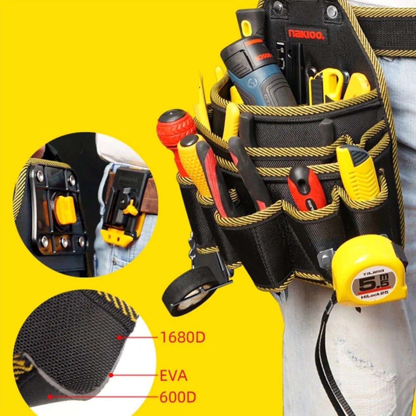  Pochette à Outils Sac à Outils Pour Ceinture Crochet Rapide Maintenance Charpentier Électricien Porte-Outils Pour La Taille Maison Jardin Nettoyage VR