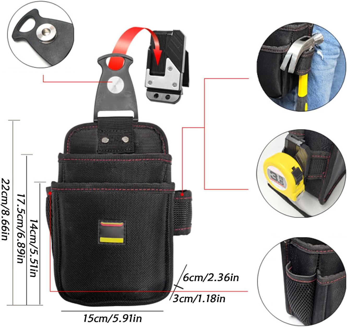 GENERIC Pochette à Outils D'électricien – Sac De Rangement à Dégagement Rapide Pour Réparation De Maison, Construction Avec Plusieurs Poches De Rangement, Porte-outils Pour Travaux électriques Et De Plomberie