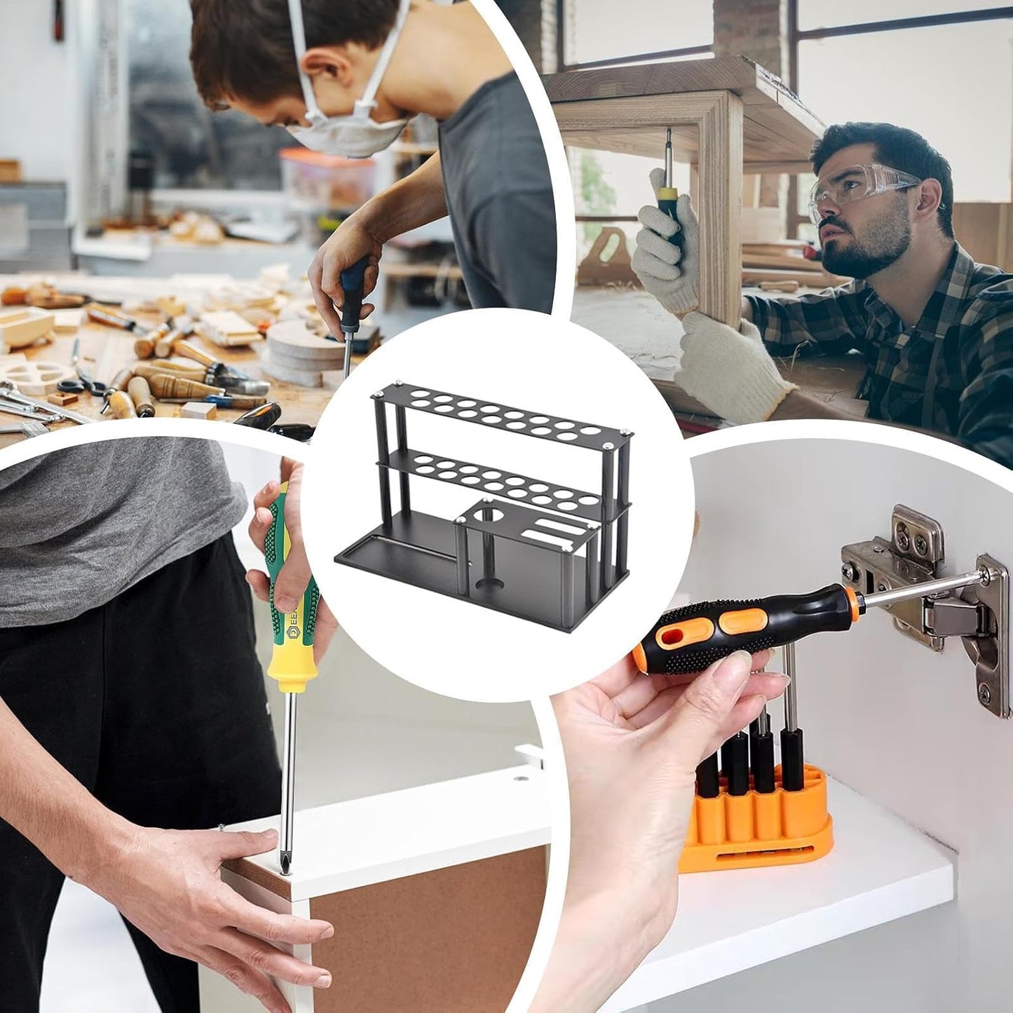  Support De Rangement Pour Tournevis De Bureau, Support à Outils En D'aluminium Avec Plateau à Vis Intégré, Organisateur Pour Tournevis, Pinces, Ciseaux Et Outils De Réparation De Voiture