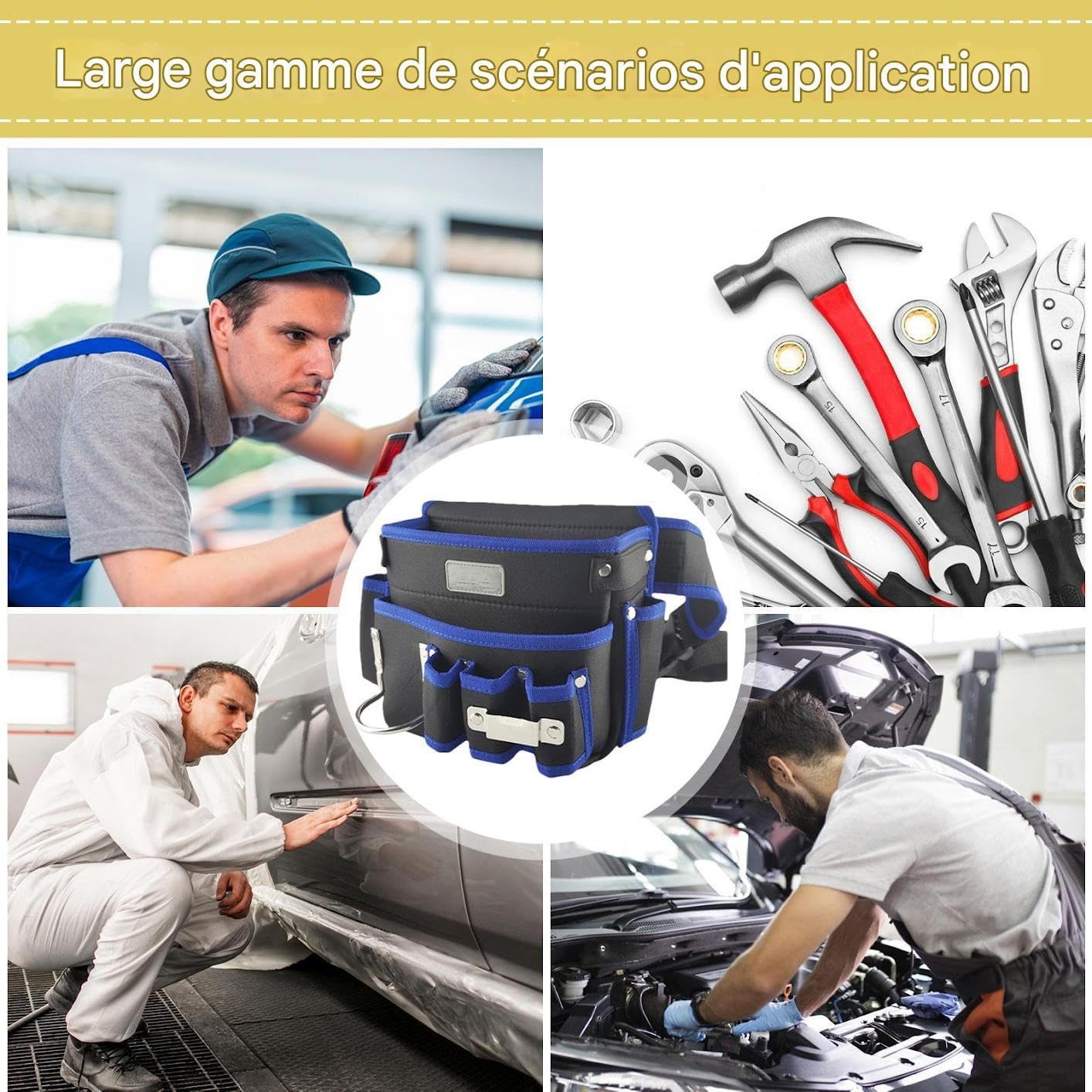  Pochette À Outils Pour Ceinture - Sac Ajustable En Tissu Oxford,Porte-Outils Pour Ceinture - Pour Travaux De Clouage, Menuiserie, Électricien, Chantier De Construction, Maintenance,