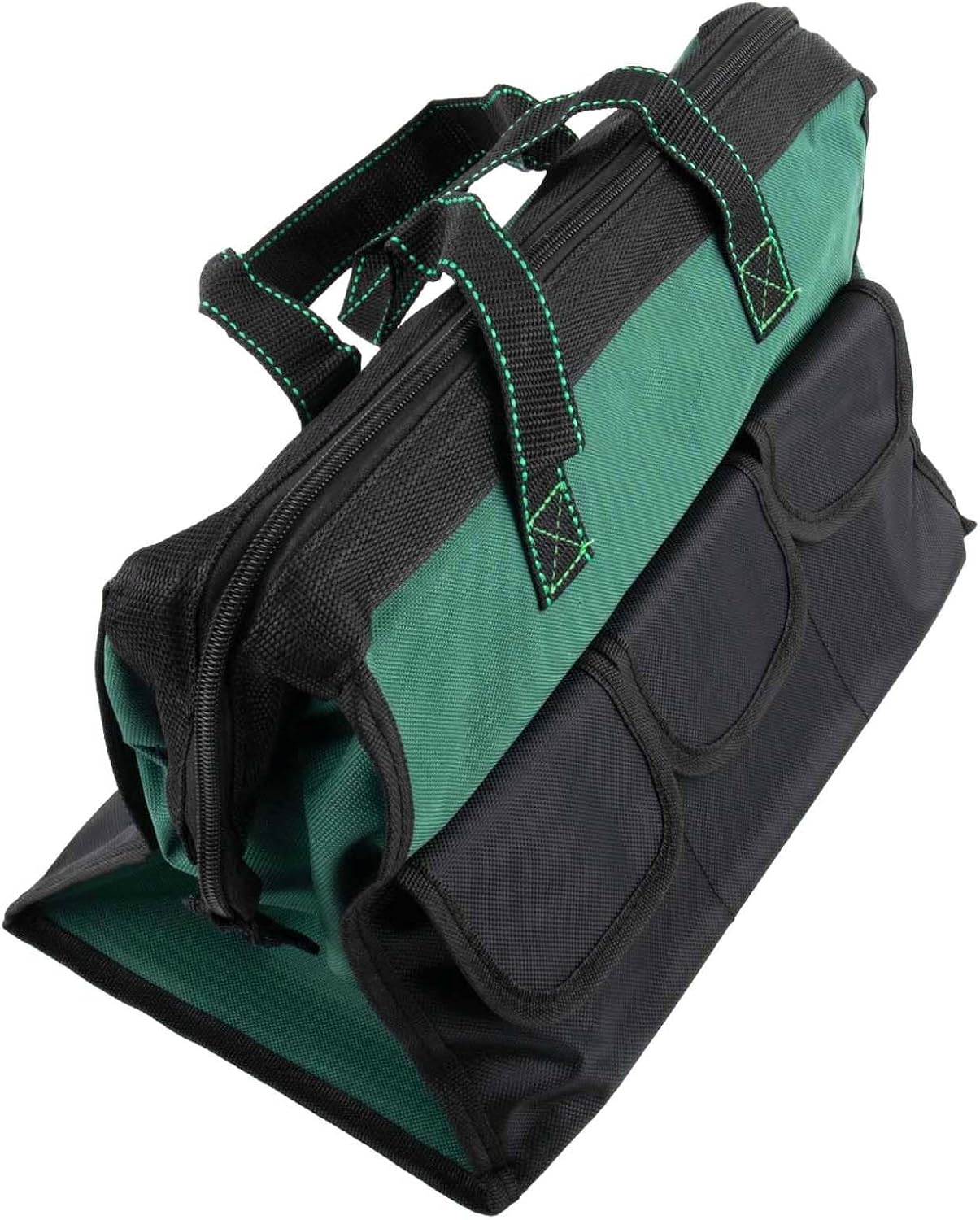 Sac Fourre-tout Robuste En Tissu 1680D Avec 6 Poches Pour Organiser Les Clés Et Les Perceuses Dans Un Atelier Ou Un Jardin, Vert, Noir, 33 Cm (40,6 Cm)