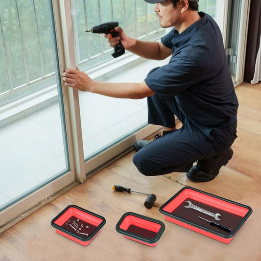  Plateau Magnétique, Lot De 3 Organiseurs De Pièces Magnétiques Pour Vis, écrous, Boulons, Plateau Porte-outils Pour Garage, établi, Réparation Automobile, Tri Du Matériel Et Tâches D'entretien Des