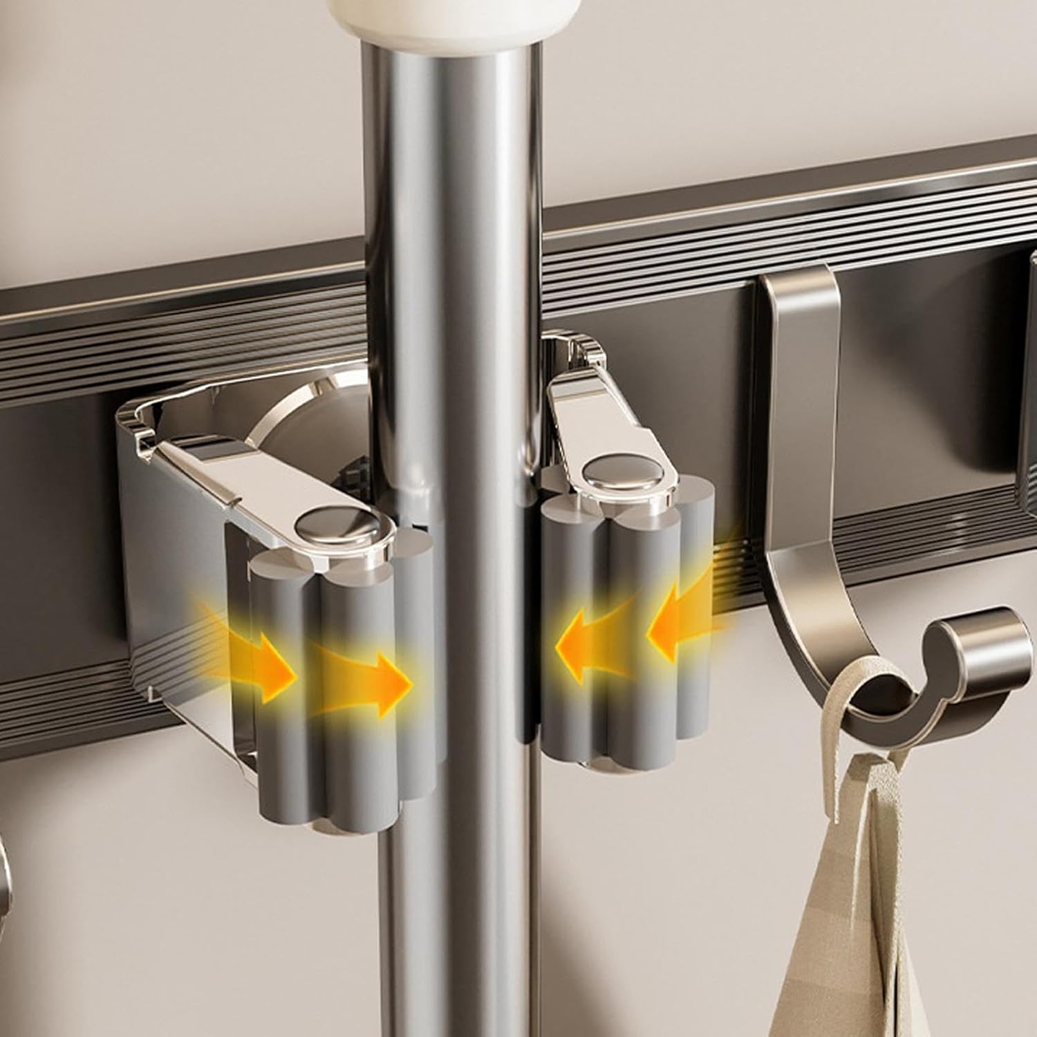  Support Serpillère Mural | Rack Mural Utilitaire Ventouse Robuste Et Antirouille - Organisateur D'Outils De Nettoyage Domestique - Pour Maison, Bureau, Appartement, Chambre, Salon Et Salle De Bain