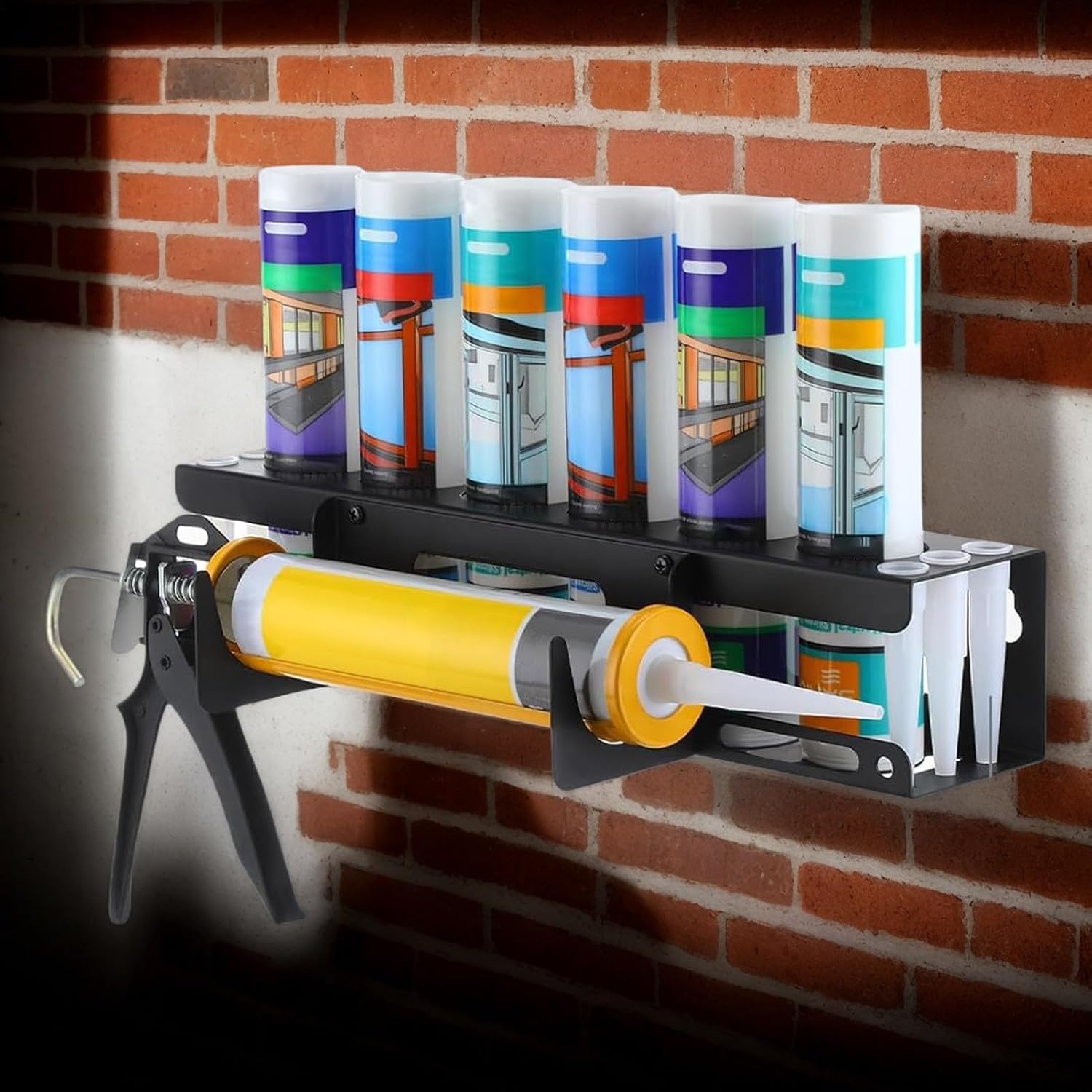  Organiseur Mural Adhésif - Support De Tube Robuste - Solution De Rangement D'outils - Garage - Rénovateurs - Personnel D'entretien - Installation Facile - Organiseur Peu Encombrant Pour Espaces De