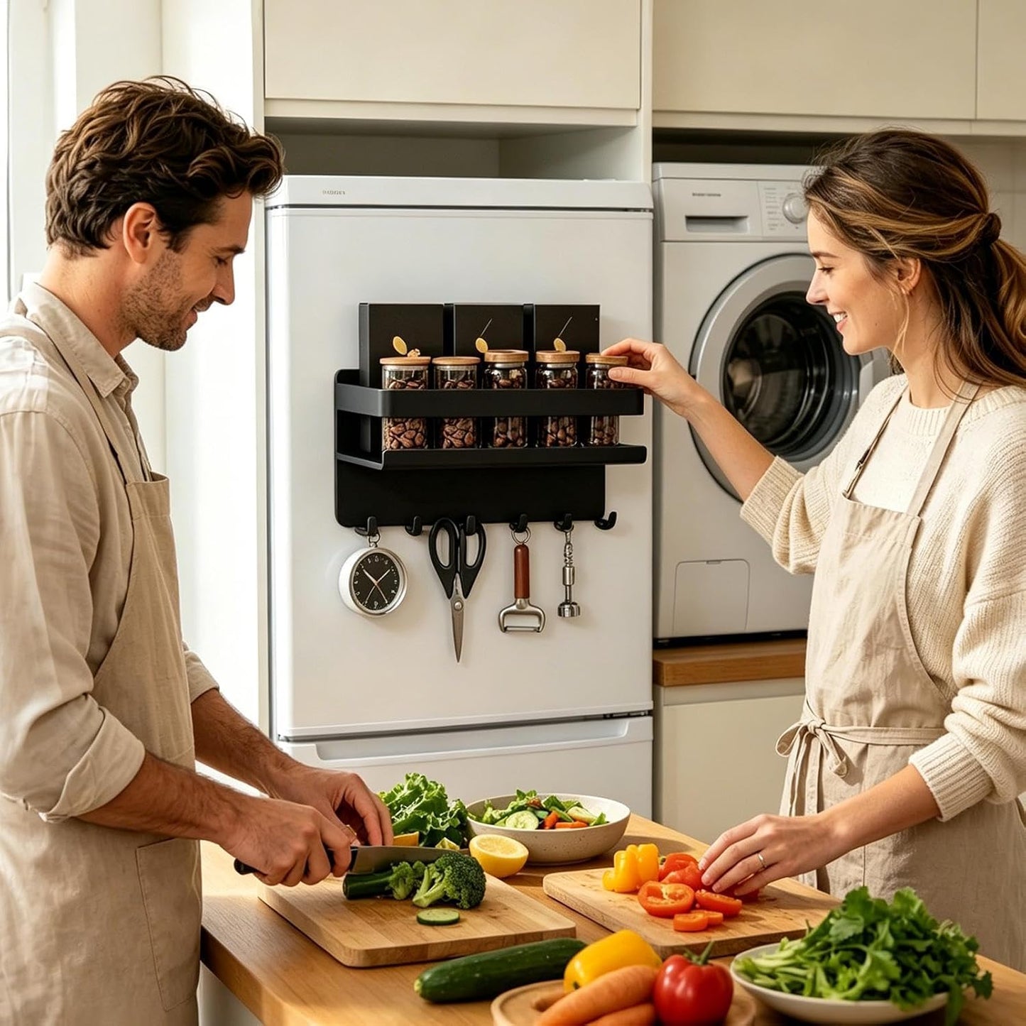  Organiseur Magnétique Pour Réfrigérateur – Support Mural Sans Perçage, Organisateur De Comptoir De Cuisine, Pour Garde-manger, Garage, Buanderie, Dortoir, Maison, Bureau, Casier, Camping-car, Porte De