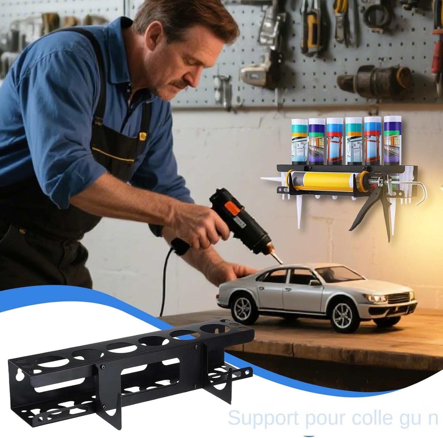  Support Pour Distributeur De Mastic D'Atelier - Support Mural Robuste Pour Tubes De Calfeutrant | Rangement Pour Outils De Professionnels En Rénovation Et Maintenance
