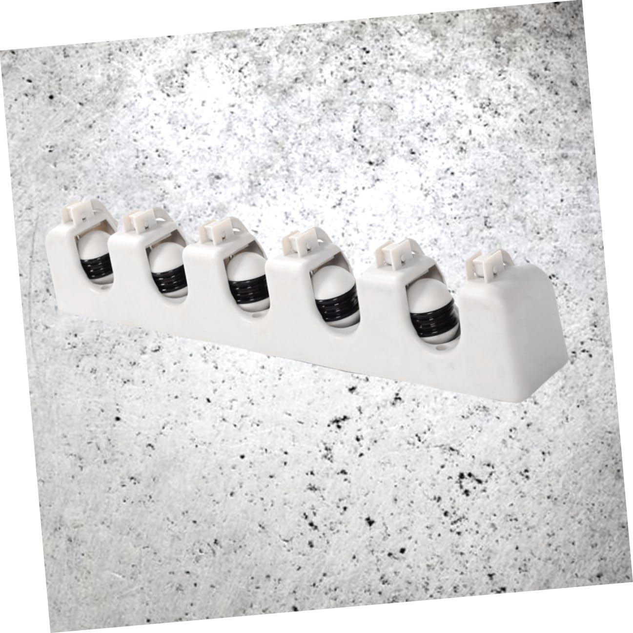  VOSAREA Support Mural Beige Pour Balais Et Brosses En Plastique Abs Avec 6 Crochets Robustes Et 5 Positions, Pour Buanderie Et Bureaux, Fixation Par Vis Incluse