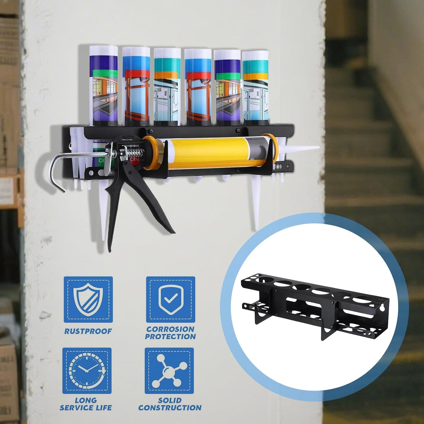  Distributeur De Mastic Pour Atelier - Montage Mural - Rangement Pour Artisans, Personnel D'entretien, Ouvriers De Construction